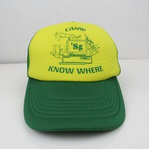 Stranger Things Camp Know Where '85 Snapback Trucker Hat Cap Green Yellow
